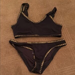 Black and Gold Women's Swimwear Set